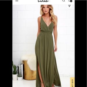 Lulu’s Lost in Paradise Olive Green Maxi Dress